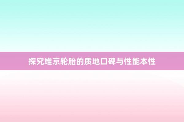 探究维京轮胎的质地口碑与性能本性