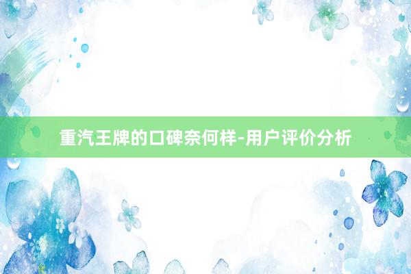 重汽王牌的口碑奈何样-用户评价分析