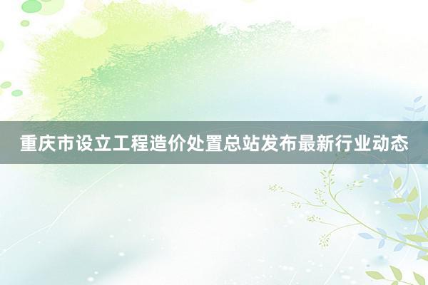 重庆市设立工程造价处置总站发布最新行业动态