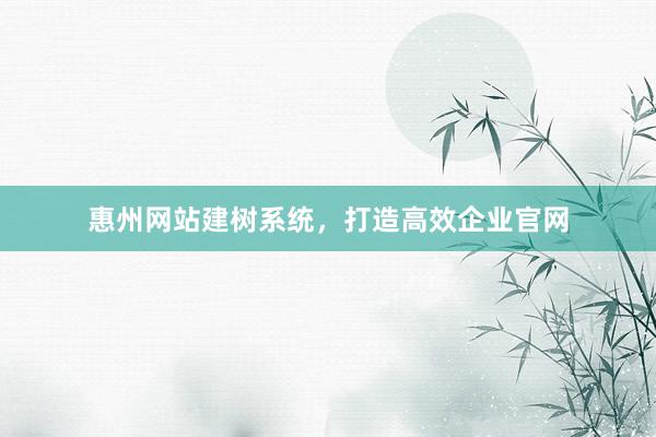 惠州网站建树系统，打造高效企业官网